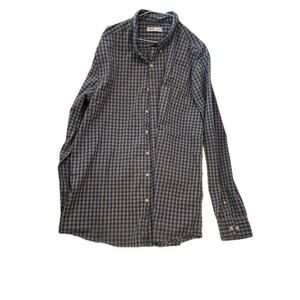 Sonoma Gray Blue Checked Long Sleeve Button Shirt Mens XLT